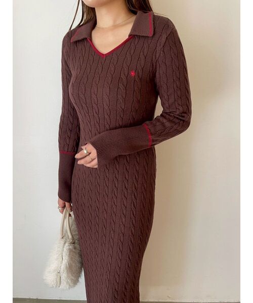 セール】【POLO BCSコラボ】ケーブルラインニットワンピース
