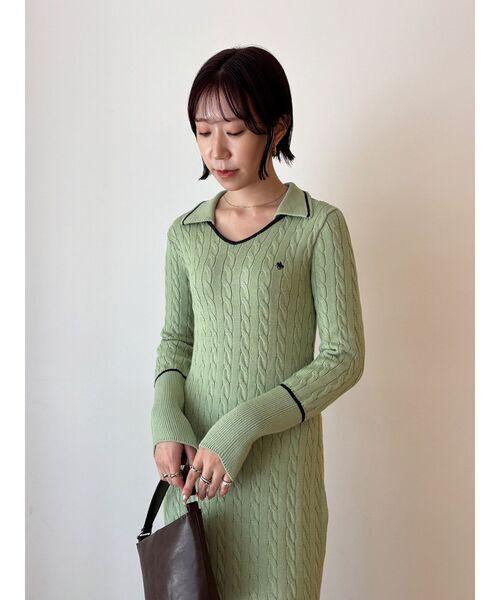 セール】【POLO BCSコラボ】ケーブルラインニットワンピース