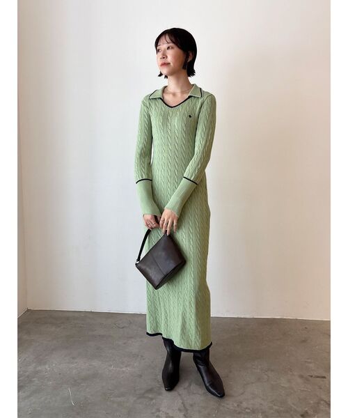セール】【POLO BCSコラボ】ケーブルラインニットワンピース
