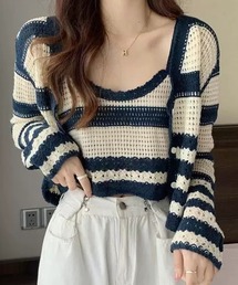 SEN TOKYO | ボーダー アンサンブルニット レイヤード(ニット/セーター)