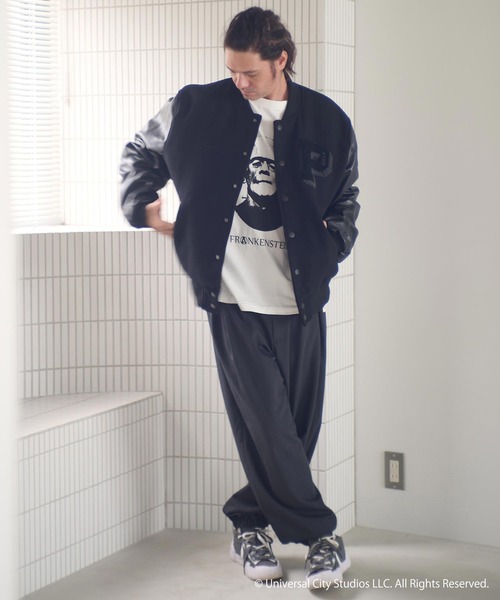 ADAM PATEK(アダムパテック)の「mj11051-leather sleeves varsity jacket ヴァーシティジャケット(AP2523009)(スタジャン・メンズ・ブラック×ホワイト/ブラック×ブラック・1/2)」の15枚目の写真