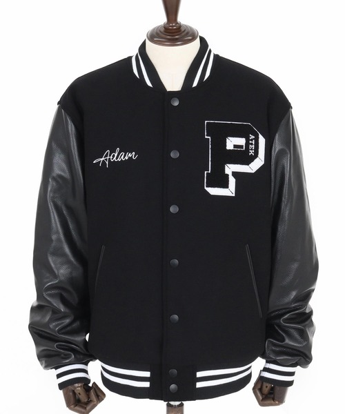 ADAM PATEK(アダムパテック)の「mj11051-leather sleeves varsity jacket ヴァーシティジャケット(AP2523009)(スタジャン・メンズ・ブラック×ホワイト/ブラック×ブラック・1/2)」の16枚目の写真