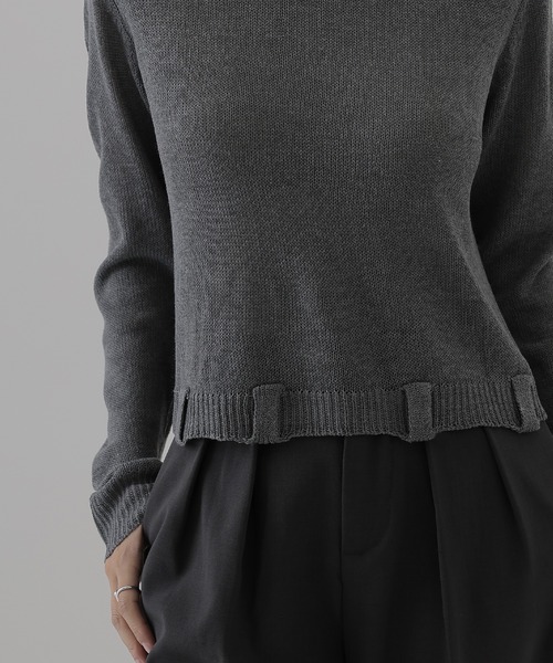 SUWDEE（スーディー）の「crew neck belted knit pullover（ニット/セーター・レディース・ダークグレー/ブラック・FREE）」の12枚目の写真