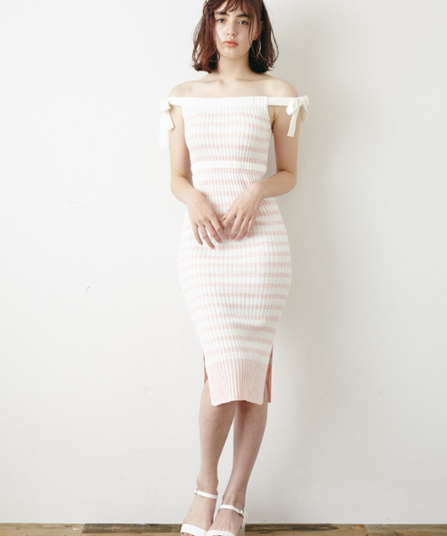 Rosarymoon（ロザリームーン）の「rw1191-マリンボーダーニットワンピ