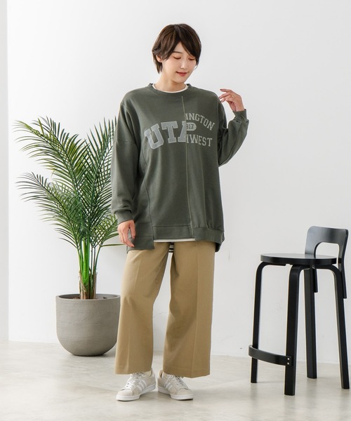 fort point(フォーポイント)の「【C-FORT POINT/フォートポイント】裏毛リメイク風チュニック(スウェット・レディース・チャコールグレー/カーキ/ブルー/アイボリー/杢グレー・FREE)」の13枚目の写真