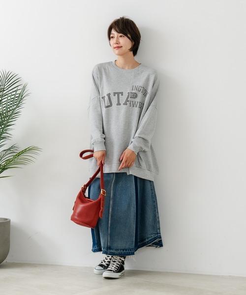 fort point(フォーポイント)の「【C-FORT POINT/フォートポイント】裏毛リメイク風チュニック(スウェット・レディース・チャコールグレー/カーキ/ブルー/アイボリー/杢グレー・FREE)」の8枚目の写真