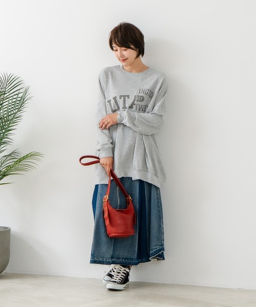 fort point(フォーポイント)の「【C-FORT POINT/フォートポイント】裏毛リメイク風チュニック(スウェット・レディース・チャコールグレー/カーキ/ブルー/アイボリー/杢グレー・FREE)」の9枚目の写真