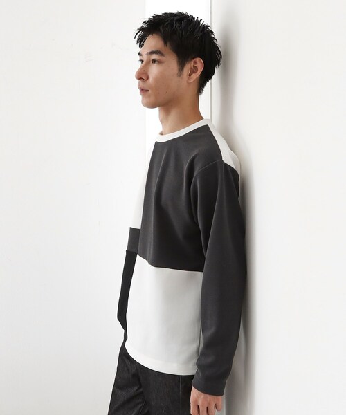 THE SHOP TK (ザ ショップ ティーケー )の「【一枚で着映える】パターンブロッキング長袖Tシャツ 洗濯機OK(Tシャツ/カットソー・メンズ・ダークブラウン/オフホワイト/ブルー系その他・04/03/02)」の17枚目の写真