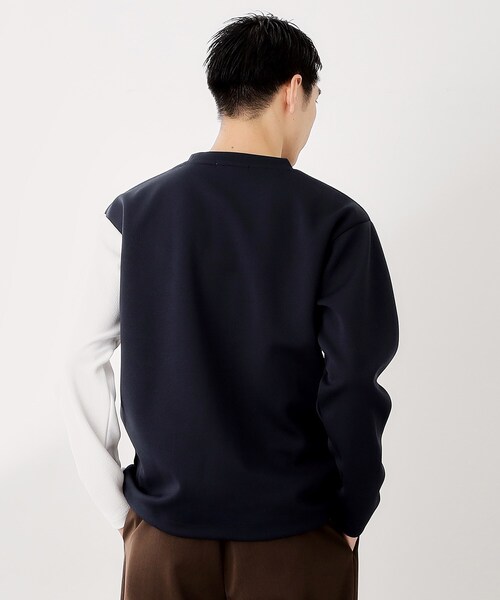 THE SHOP TK (ザ ショップ ティーケー )の「【一枚で着映える】パターンブロッキング長袖Tシャツ 洗濯機OK(Tシャツ/カットソー・メンズ・ダークブラウン/オフホワイト/ブルー系その他・04/03/02)」の15枚目の写真