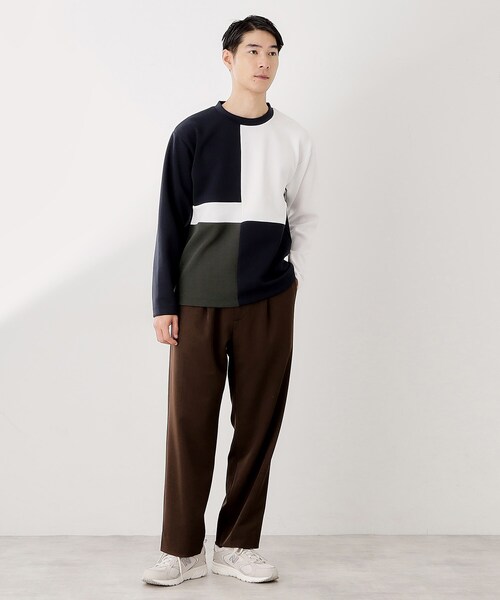 THE SHOP TK (ザ ショップ ティーケー )の「【一枚で着映える】パターンブロッキング長袖Tシャツ 洗濯機OK(Tシャツ/カットソー・メンズ・ダークブラウン/オフホワイト/ブルー系その他・04/03/02)」の16枚目の写真