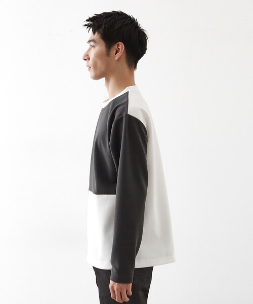 THE SHOP TK (ザ ショップ ティーケー )の「【一枚で着映える】パターンブロッキング長袖Tシャツ 洗濯機OK(Tシャツ/カットソー・メンズ・ダークブラウン/オフホワイト/ブルー系その他・04/03/02)」の7枚目の写真
