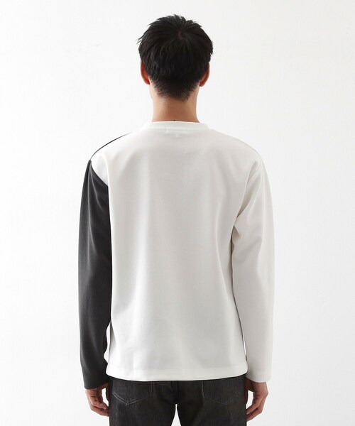 THE SHOP TK (ザ ショップ ティーケー )の「【一枚で着映える】パターンブロッキング長袖Tシャツ 洗濯機OK(Tシャツ/カットソー・メンズ・ダークブラウン/オフホワイト/ブルー系その他・04/03/02)」の8枚目の写真