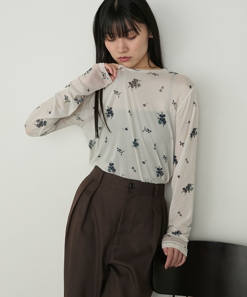 466 PGG 定価30,800円 長袖シャツ トップス ツリー柄 サイズ0 S SLY | FRONT ZIP LINKING トップス (Tシャツ・カットソー(半袖