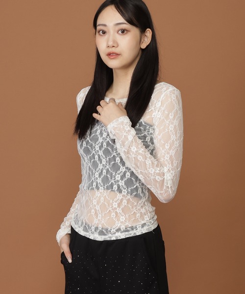 3.3 Field Trip (3.3フィールドトリップ)の「3.3 Field Trip/フラワーレースT(Tシャツ/カットソー・レディース・ブラック/アイボリー/ホワイト・FREE)」の3枚目の写真