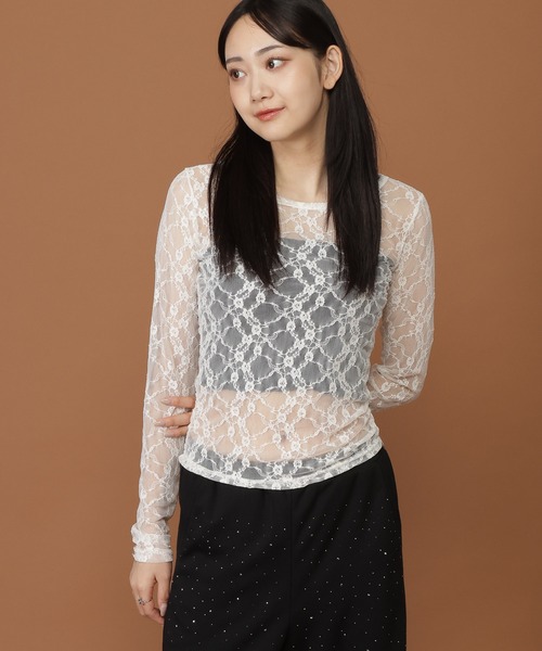 3.3 Field Trip (3.3フィールドトリップ)の「3.3 Field Trip/フラワーレースT(Tシャツ/カットソー・レディース・ブラック/アイボリー/ホワイト・FREE)」の14枚目の写真