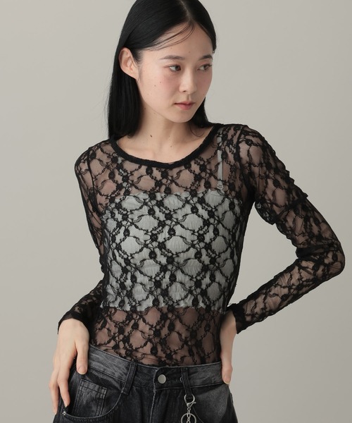 3.3 Field Trip (3.3フィールドトリップ)の「3.3 Field Trip/フラワーレースT(Tシャツ/カットソー・レディース・ブラック/アイボリー/ホワイト・FREE)」の20枚目の写真