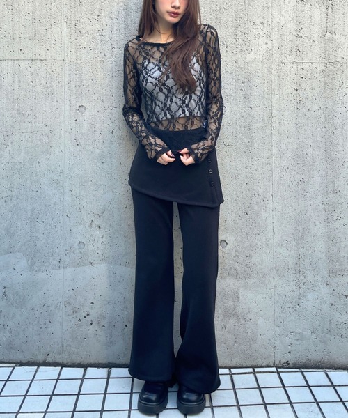 3.3 Field Trip (3.3フィールドトリップ)の「3.3 Field Trip/フラワーレースT(Tシャツ/カットソー・レディース・ブラック/アイボリー/ホワイト・FREE)」の7枚目の写真