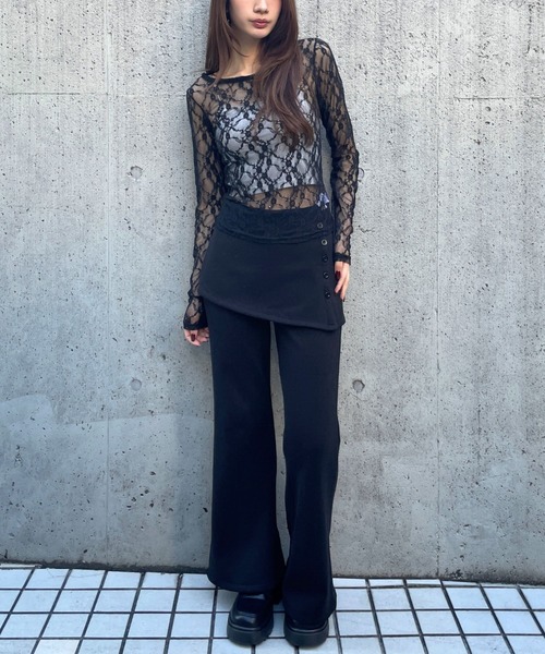 3.3 Field Trip (3.3フィールドトリップ)の「3.3 Field Trip/フラワーレースT(Tシャツ/カットソー・レディース・ブラック/アイボリー/ホワイト・FREE)」の8枚目の写真