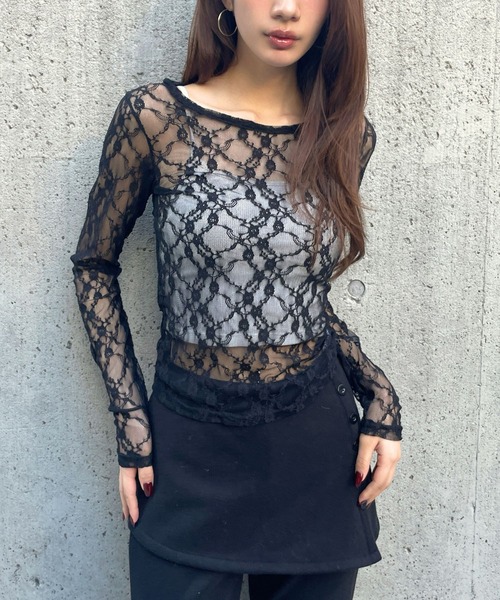 3.3 Field Trip (3.3フィールドトリップ)の「3.3 Field Trip/フラワーレースT(Tシャツ/カットソー・レディース・ブラック/アイボリー/ホワイト・FREE)」の9枚目の写真