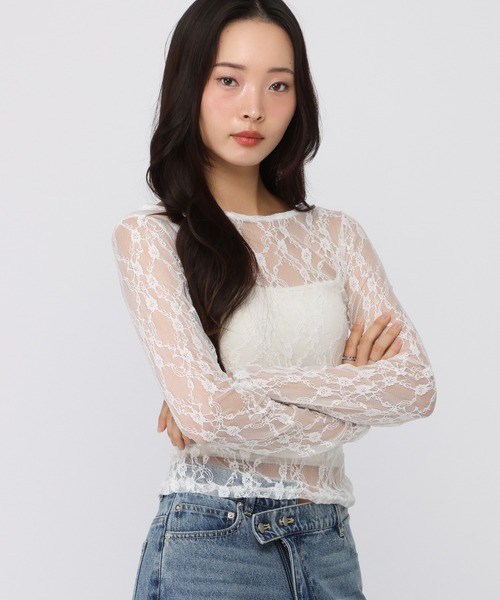 3.3 Field Trip （3.3フィールドトリップ）の「3.3 Field Trip／フラワーレースＴ（Tシャツ/カットソー・レディース・ブラック/アイボリー/ホワイト・FREE）」の10枚目の写真