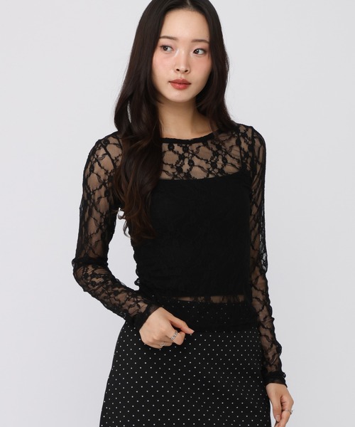 3.3 Field Trip （3.3フィールドトリップ）の「3.3 Field Trip／フラワーレースＴ（Tシャツ/カットソー・レディース・ブラック/アイボリー/ホワイト・FREE）」の16枚目の写真
