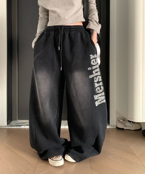 VIBGYOR（ヴィブジョー）の「【LAMPOON】ビンテージ加工ワイドスエットパンツ（スウェットパンツ・レディース・パープル/ブラック・MEDIUM/LARGE/SMALL）」の13枚目の写真