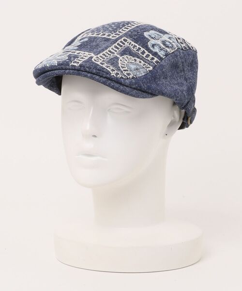 SPINNS（スピンズ）の「コットンハンチング/フラワー刺繍/古着風（ハンチング/ベレー帽・メンズ・ブラック/ブルー・ONESIZE）」の4枚目の写真