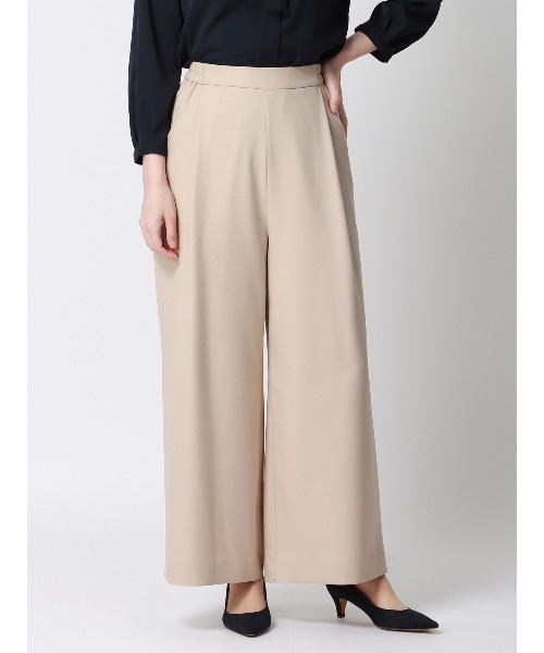 SUIT SQUARE（スーツスクエア）の「CHANTOWA タックワイドパンツ ウォッシャブル ストレッチツイル 無地（スラックス・レディース・ベージュ系/ブラック系/カーキ系/パープル系・36(7号)/38(9号)/40(11号)/42(13号)）」の3枚目の写真