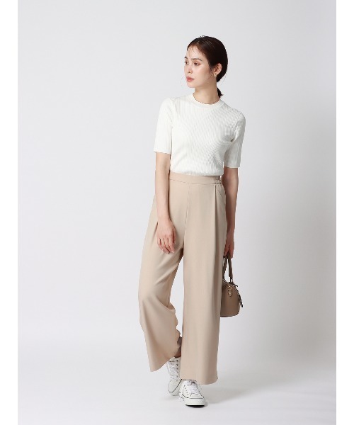 SUIT SQUARE（スーツスクエア）の「CHANTOWA タックワイドパンツ ウォッシャブル ストレッチツイル 無地（スラックス・レディース・ベージュ系/ブラック系/カーキ系/パープル系・36(7号)/38(9号)/40(11号)/42(13号)）」の12枚目の写真