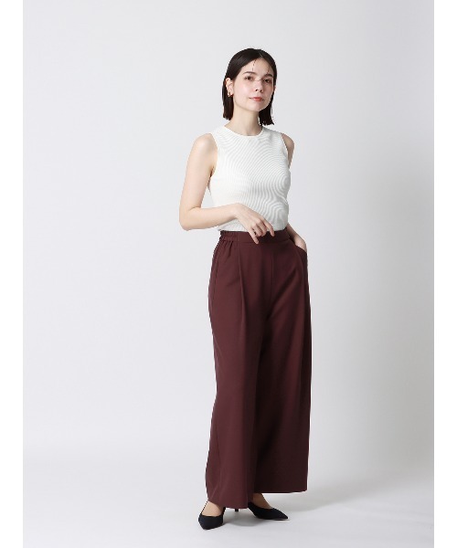 SUIT SQUARE（スーツスクエア）の「CHANTOWA タックワイドパンツ ウォッシャブル ストレッチツイル 無地（スラックス・レディース・ベージュ系/ブラック系/カーキ系/パープル系・36(7号)/38(9号)/40(11号)/42(13号)）」の13枚目の写真