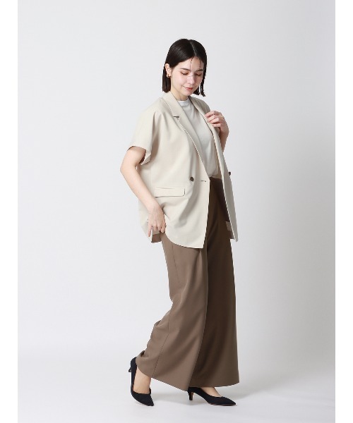 SUIT SQUARE（スーツスクエア）の「CHANTOWA タックワイドパンツ ウォッシャブル ストレッチツイル 無地（スラックス・レディース・ベージュ系/ブラック系/カーキ系/パープル系・36(7号)/38(9号)/40(11号)/42(13号)）」の17枚目の写真