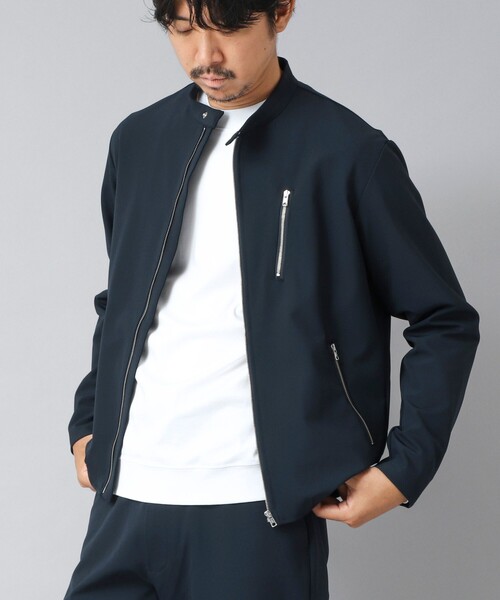 NOLLEY’S(ノーリーズ)の「【ACTIVE SECT】《限定展開》ハイストレッチシングルライダース 25AW(ブルゾン・メンズ・ブラック/グレイッシュベージュ/ネイビー・S/M/L/XL)」の1枚目の写真