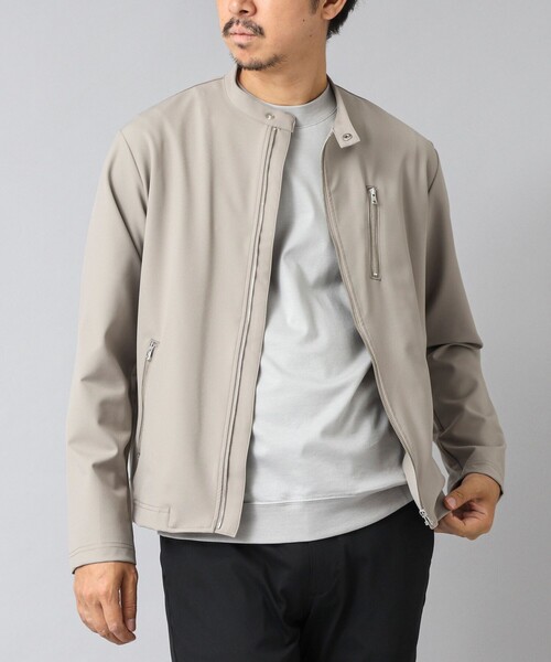 NOLLEY’S(ノーリーズ)の「【ACTIVE SECT】《限定展開》ハイストレッチシングルライダース 25AW(ブルゾン・メンズ・ブラック/グレイッシュベージュ/ネイビー・S/M/L/XL)」の3枚目の写真