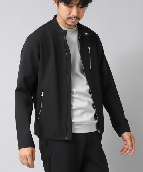 NOLLEY’S(ノーリーズ)の「【ACTIVE SECT】《限定展開》ハイストレッチシングルライダース 25AW(ブルゾン・メンズ・ブラック/グレイッシュベージュ/ネイビー・S/M/L/XL)」の2枚目の写真