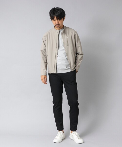 NOLLEY’S(ノーリーズ)の「【ACTIVE SECT】《限定展開》ハイストレッチシングルライダース 25AW(ブルゾン・メンズ・ブラック/グレイッシュベージュ/ネイビー・S/M/L/XL)」の5枚目の写真