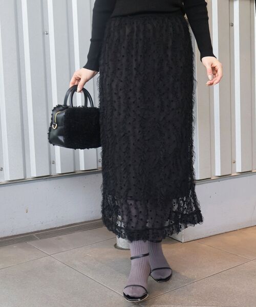le.coeur blanc（ルクールブラン）の「《手洗い可能》TORRAZZO DONNA別注ベロアドットチュールスカート（スカート・レディース・ブラック・38）」の3枚目の写真