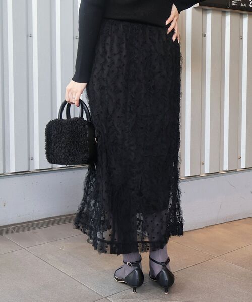 le.coeur blanc（ルクールブラン）の「《手洗い可能》TORRAZZO DONNA別注ベロアドットチュールスカート（スカート・レディース・ブラック・38）」の6枚目の写真