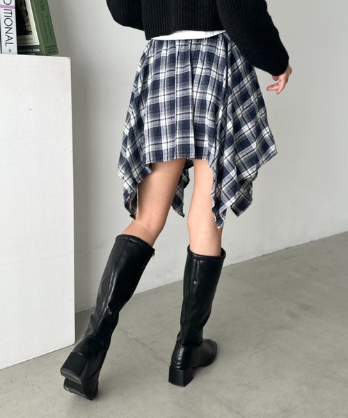 CLEA(クレア)の「チェックシャツ巻き風ミニスカート(スカート・レディース・ネイビー/オレンジ/ブラウン/レッド/ダークネイビー/ブラック・FREE)」の20枚目の写真
