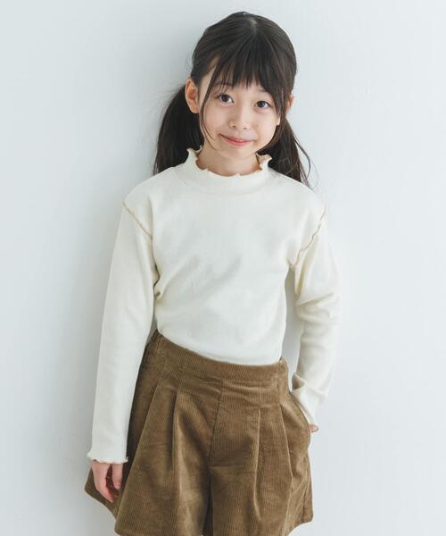 URBAN RESEARCH DOORS（アーバンリサーチドアーズ）の「『WEB/一部店舗限定サイズ』メローフリルリブハイネックTシャツ(KIDS)（Tシャツ/カットソー・キッズ・アイボリー/ブルー系その他・120/150/135/105）」の5枚目の写真