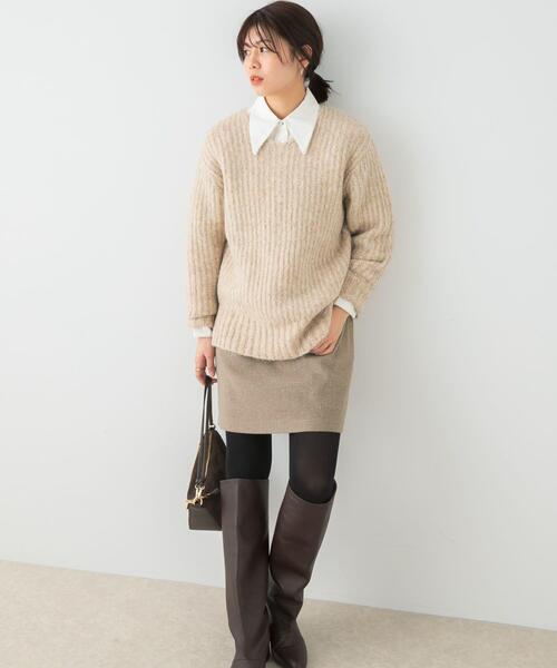 F by ROSSO（エフバイロッソ）の「F by ROSSO　ヘリンボンツイードスカート風キュロット（その他パンツ・レディース・グレー/ベージュ・38/36）」の14枚目の写真