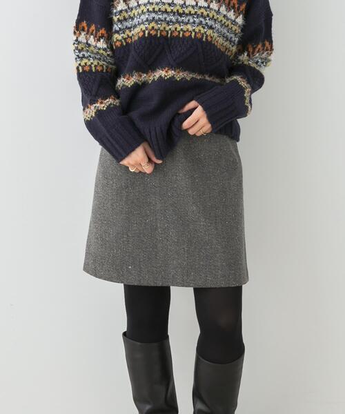 F by ROSSO（エフバイロッソ）の「F by ROSSO　ヘリンボンツイードスカート風キュロット（その他パンツ・レディース・グレー/ベージュ・38/36）」の6枚目の写真