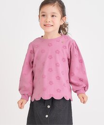 apres les cours | 【ジュニア対応】フラワージャガードスカラップTシャツ(Tシャツ/カットソー)