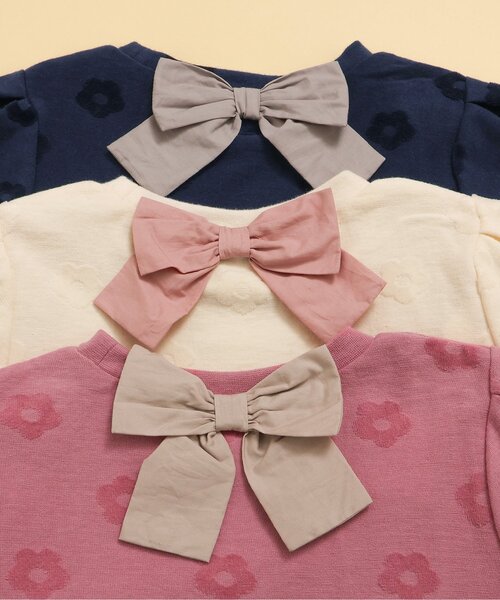 apres les cours（アプレレクール）の「【ジュニア対応】フラワージャガードスカラップTシャツ（Tシャツ/カットソー・キッズ・ピンク/ネイビー/クリーム・80/90/100/110/120/130/140）」の7枚目の写真