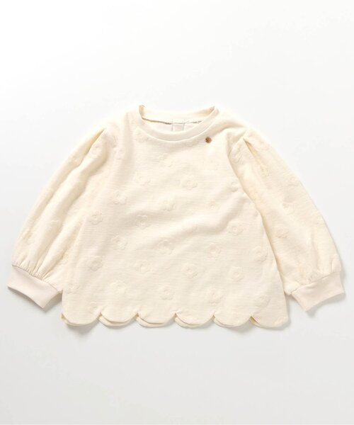 apres les cours（アプレレクール）の「【ジュニア対応】フラワージャガードスカラップTシャツ（Tシャツ/カットソー・キッズ・ピンク/ネイビー/クリーム・80/90/100/110/120/130/140）」の11枚目の写真