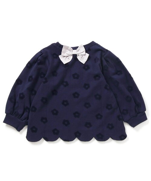 apres les cours（アプレレクール）の「【ジュニア対応】フラワージャガードスカラップTシャツ（Tシャツ/カットソー・キッズ・ピンク/ネイビー/クリーム・80/90/100/110/120/130/140）」の15枚目の写真