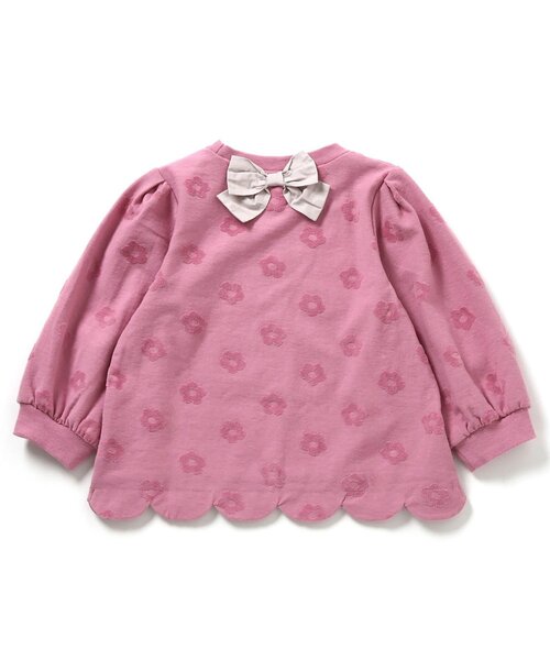 apres les cours（アプレレクール）の「【ジュニア対応】フラワージャガードスカラップTシャツ（Tシャツ/カットソー・キッズ・ピンク/ネイビー/クリーム・80/90/100/110/120/130/140）」の16枚目の写真