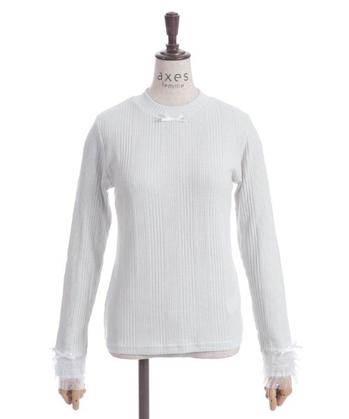 axes femme(アクシーズファム)の「フリルチュールラメリブプルオーバー(Tシャツ/カットソー・レディース・ホワイト/ラベンダー/グレー/レッド・FREE)」の15枚目の写真