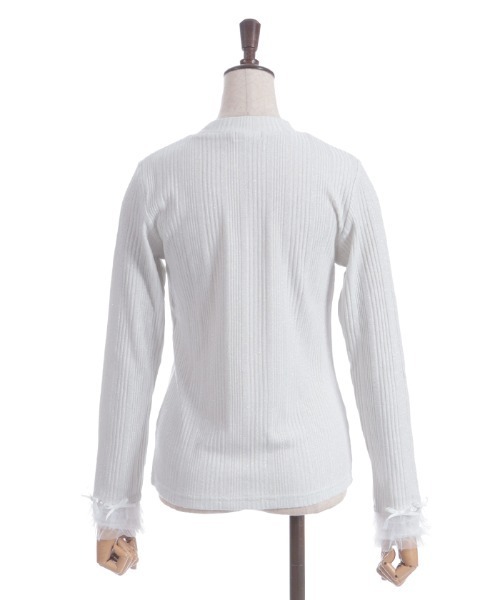 axes femme(アクシーズファム)の「フリルチュールラメリブプルオーバー(Tシャツ/カットソー・レディース・ホワイト/ラベンダー/グレー/レッド・FREE)」の6枚目の写真
