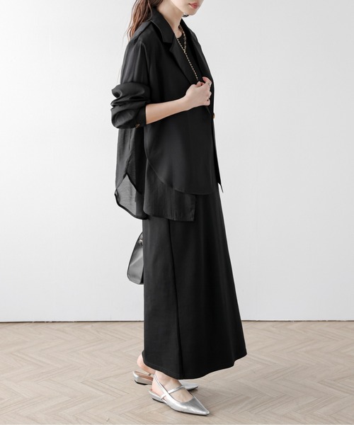AMELY(エミリー)の「フロントレイヤードシアージャケット(テーラードジャケット・レディース・グレー/ベージュ/ブラック・フリー)」の5枚目の写真