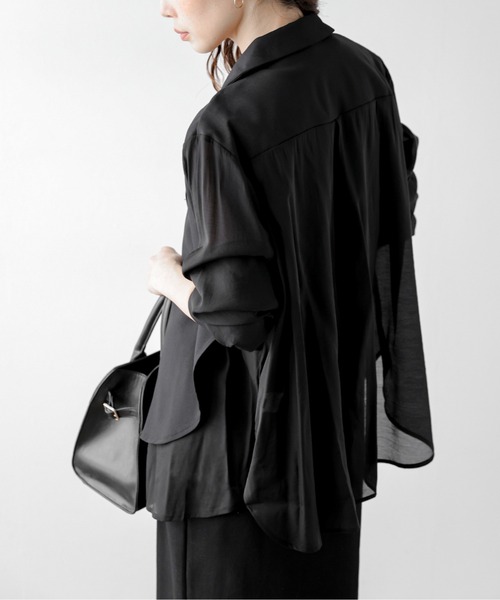 AMELY(エミリー)の「フロントレイヤードシアージャケット(テーラードジャケット・レディース・グレー/ベージュ/ブラック・フリー)」の6枚目の写真